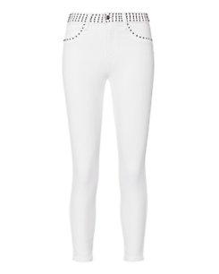 L'agence Margot Studded High-rise Ankle Skinny White Jeans