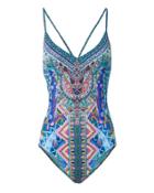 Camilla Crystal V Front Print Swimsuit