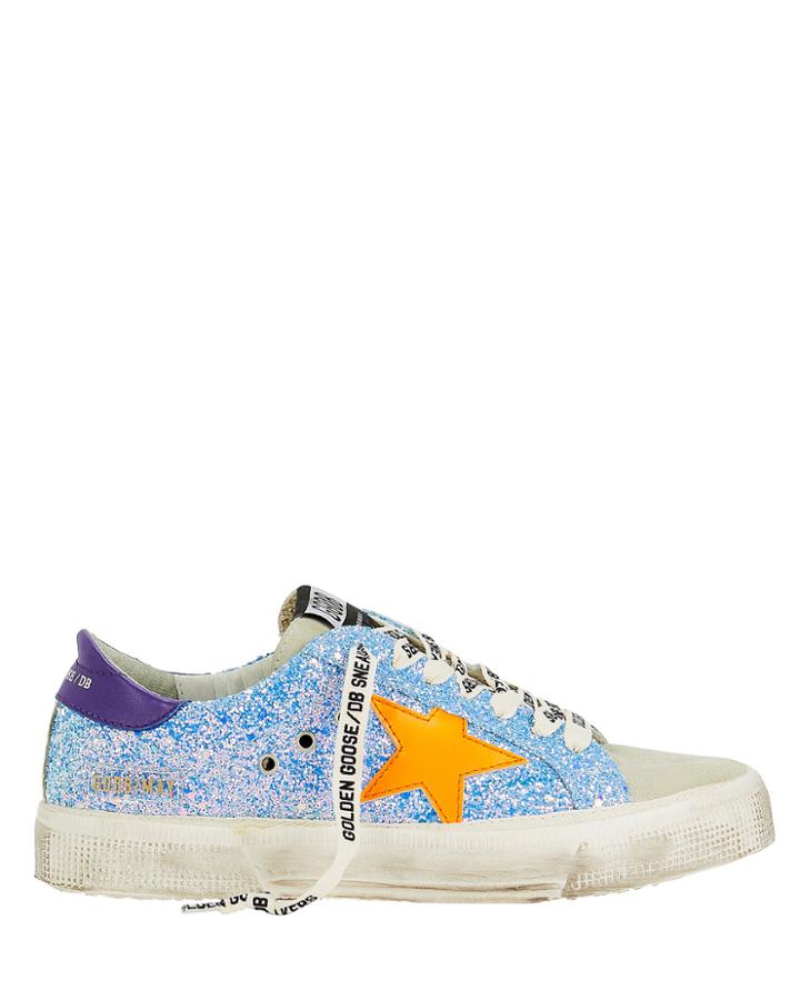 Golden Goose May Orange Star Glitter Low-top Sneakers Blue Glitter/orange/purple 36