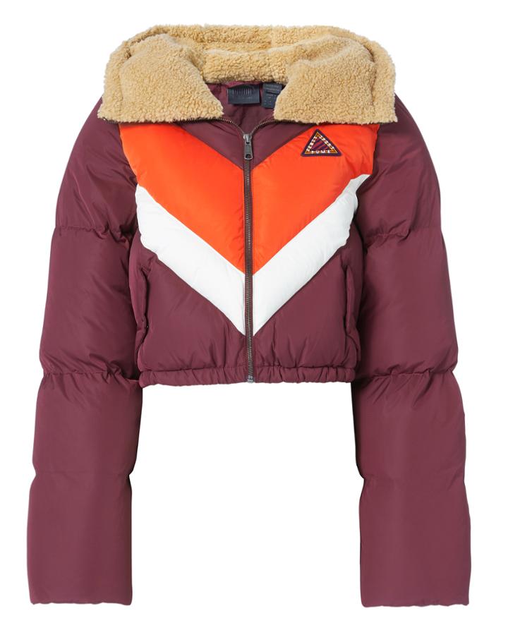 Fenty X Puma By Rihanna Quilted Chevron Burgundy Puffer Jacket