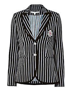 Veronica Beard Striped Notched Collar Blazer