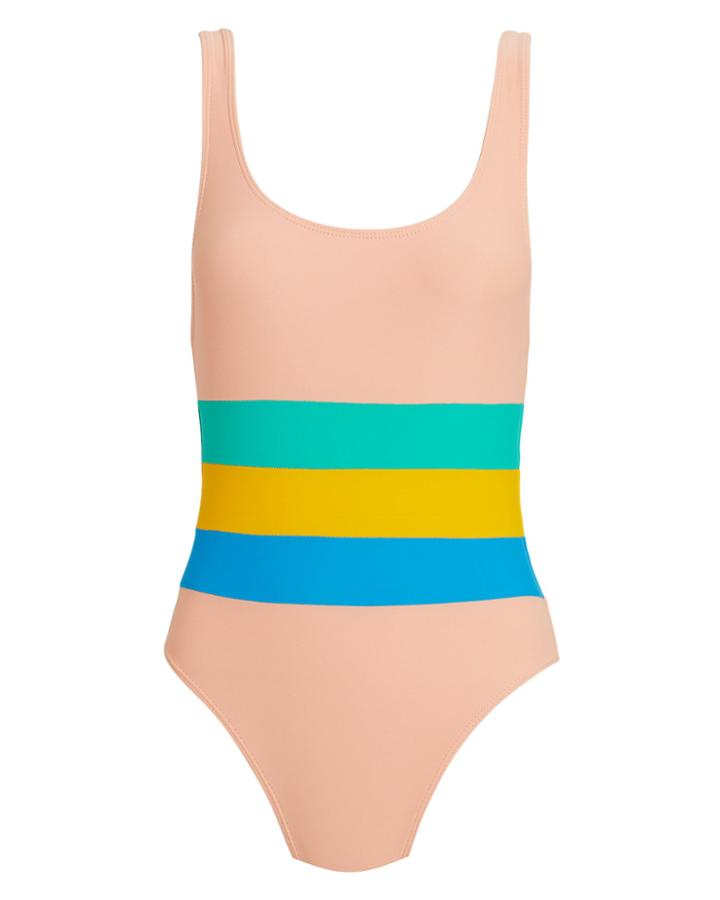 Ellejay Randell Striped One Piece Blush Swimsuit Blush/blue/yellow S