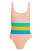 Ellejay Randell Striped One Piece Blush Swimsuit Blush/blue/yellow S