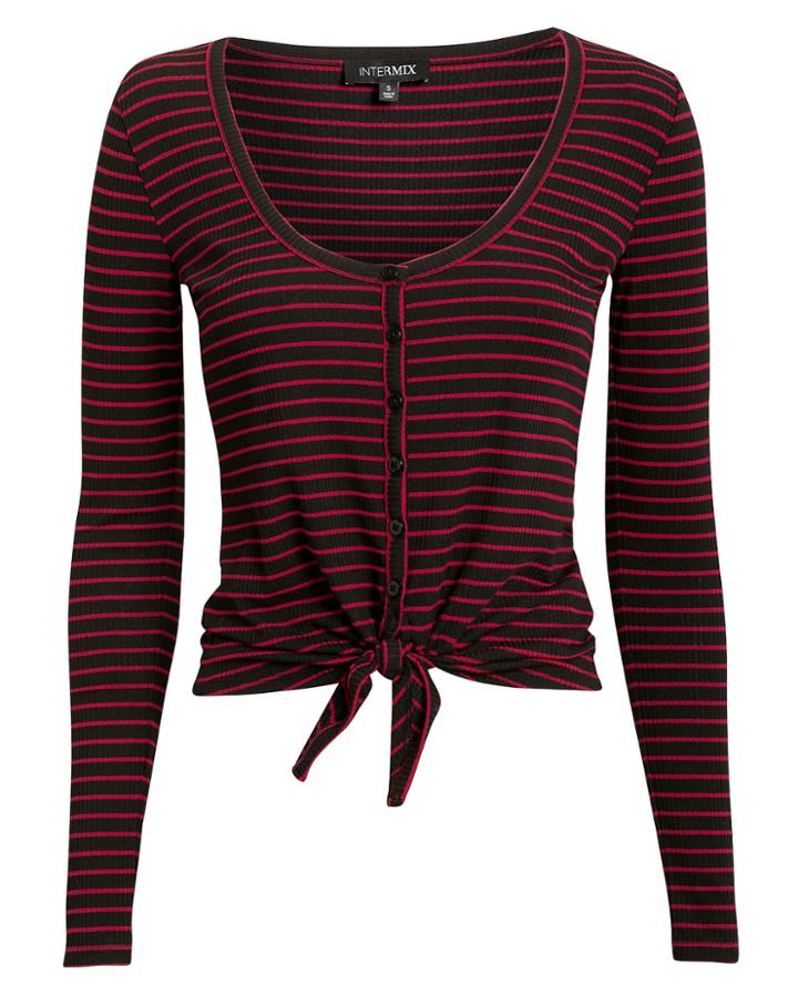 Exclusive For Intermix Intermix Pippa Striped Top Red/black P