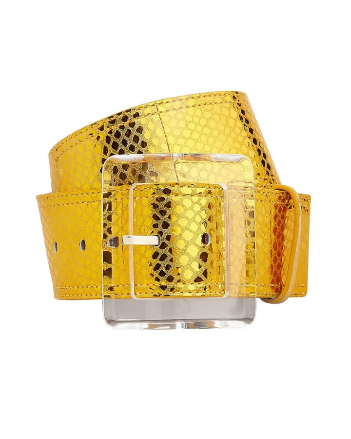 Veronica Beard Corin Yellow Metallic Belt Yellow S