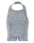 Ksubi Whip Denim Halter Top Denim-lt P