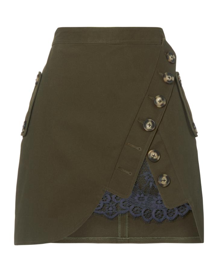 Self-portrait Olive Utility Mini Skirt
