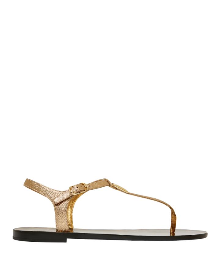 Dolce & Gabanna Shoe Dolce & Gabbana Logo-embellished Leopard Flat Sandals Metallic 38
