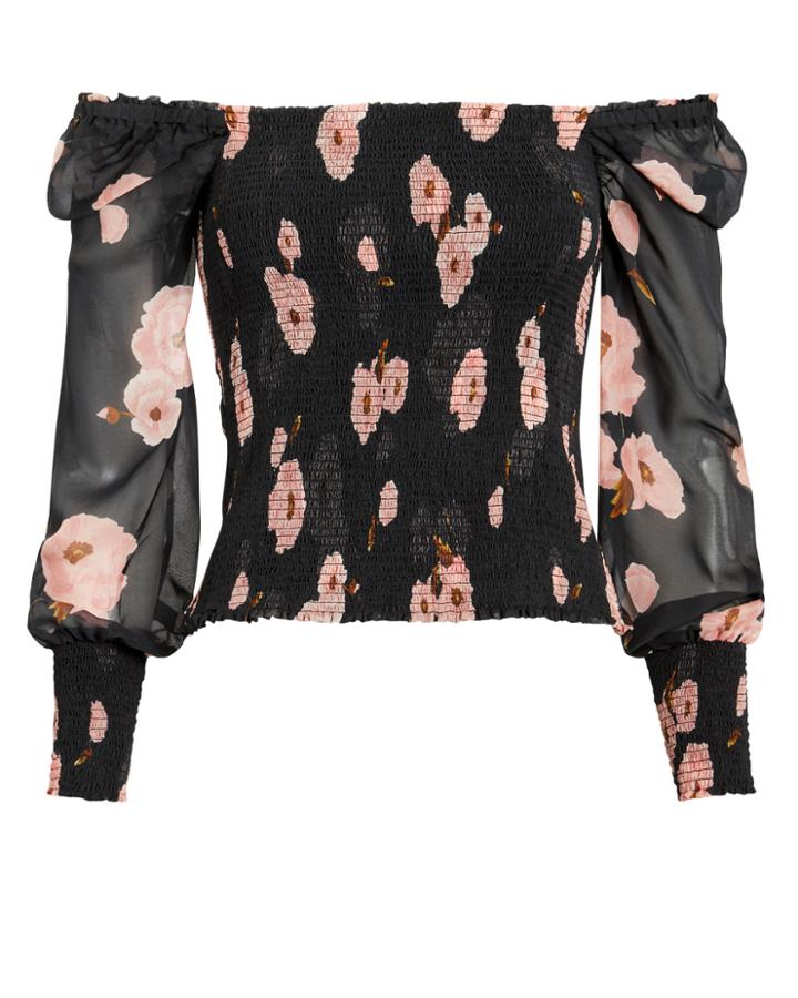 Exclusive For Intermix Intermix Scarlett Printed Top Black/pink P