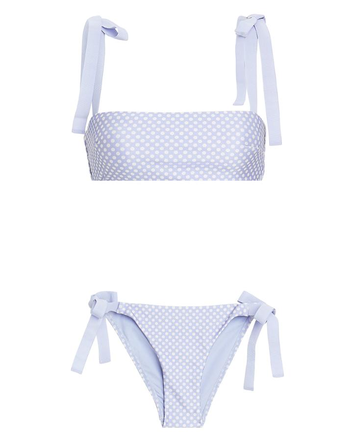 Zimmermann Bow Tie Bandeau Bikini Light Blue/white 2