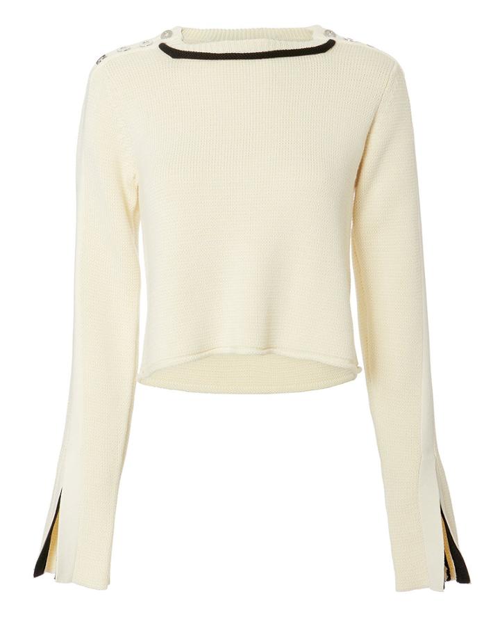 3.1 Phillip Lim Button Detail Split Sleeve Sweater Ivory M