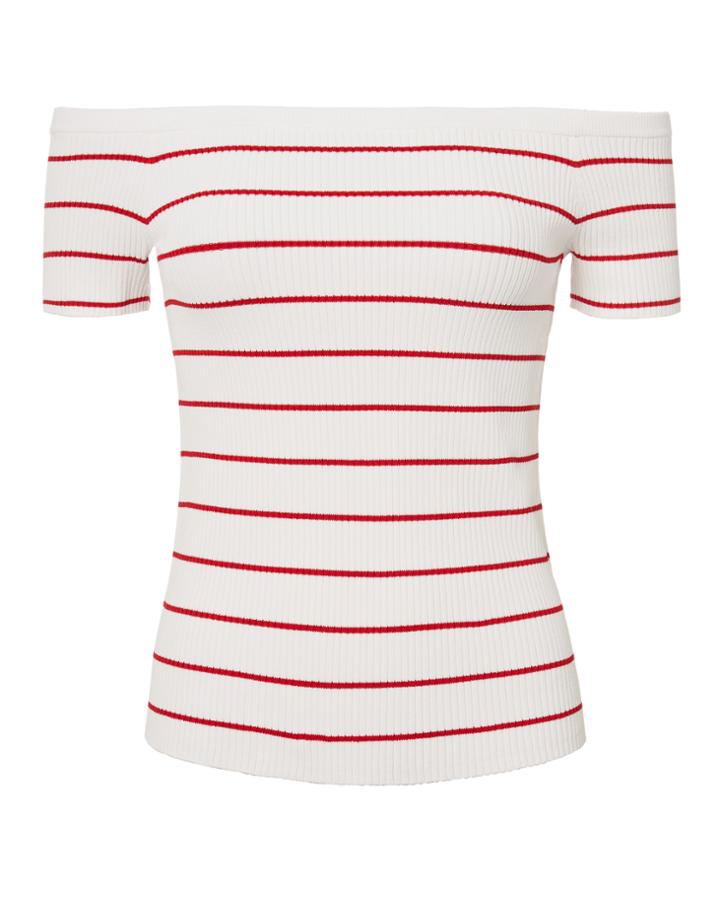 Exclusive For Intermix Ariana Off Shoulder Striped Knit Top Stripe P