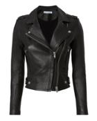 Iro Dylan Black Leather Cropped Moto Jacket Black 38