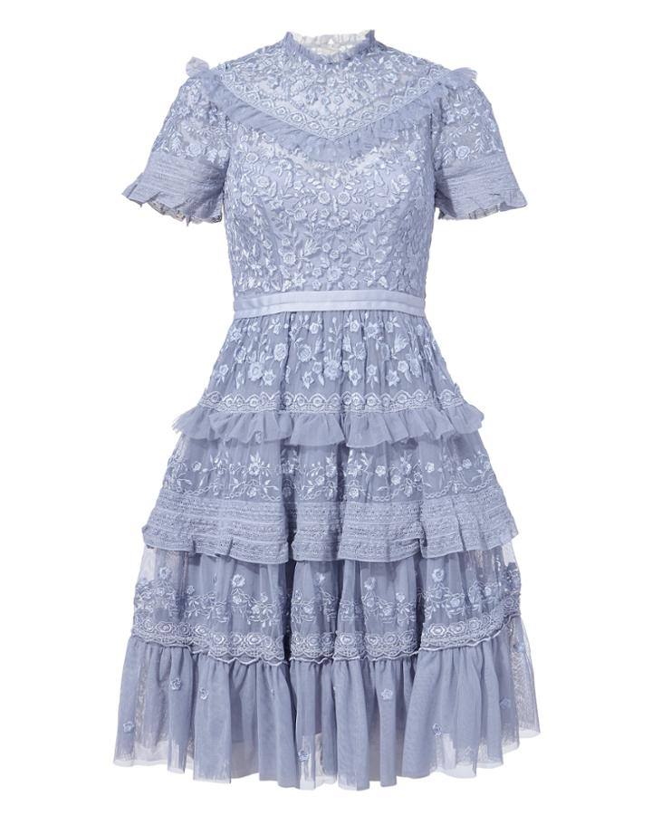 Needle & Thread Iris Mini Dress Purple-drk 8