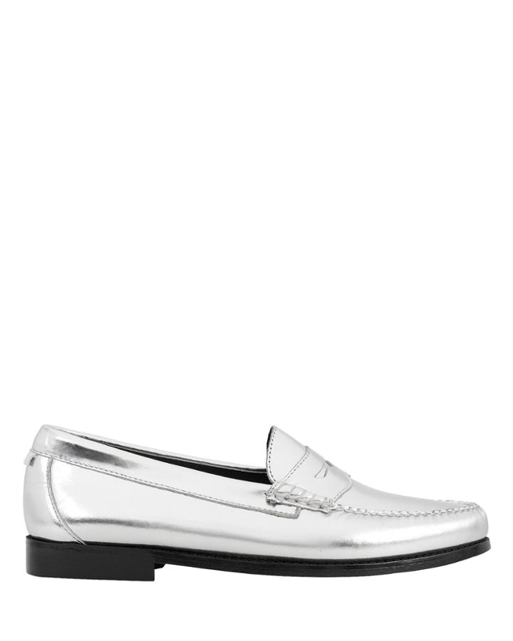 Redone X Bass Re/done X Weejuns Whitney Metallic Silver Loafers Silver 7.5