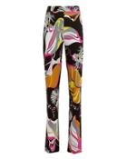 Emilio Pucci Leaves Printed Pants Black/abstract Print 40