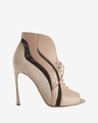 Sergio Rossi Mesh Inset Lace-up Open Toe Bootie