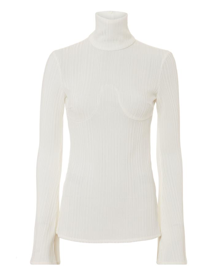 Ellery Kinetic Rib Knit Ivory Top Ivory 4