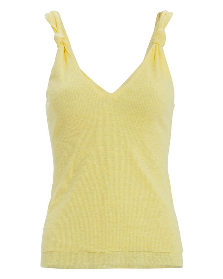 The Range Knot Yellow Linen-blend Tank Yellow P