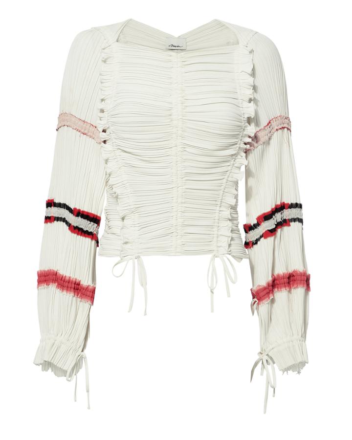 3.1 Phillip Lim Gathered Pleated Top White 2