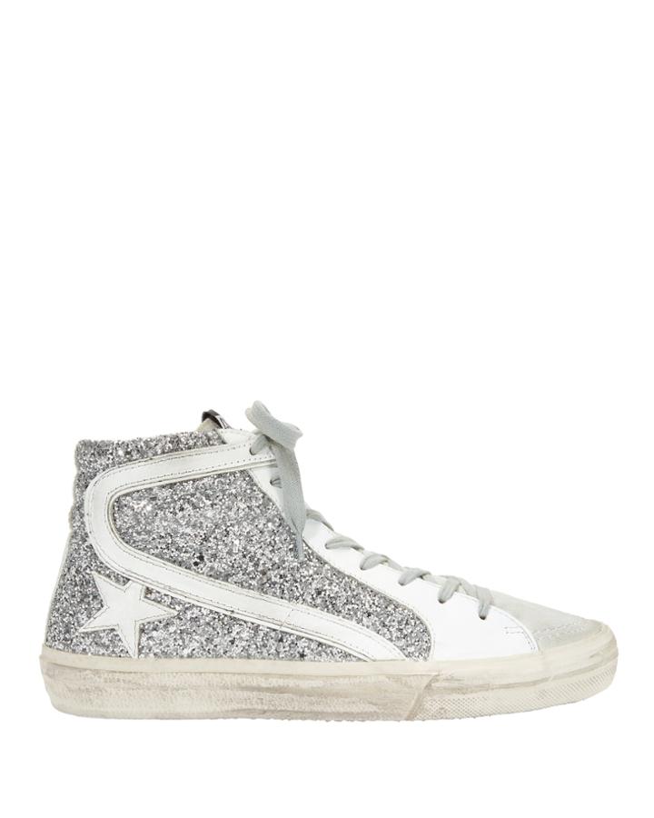 Golden Goose Star Glitter High-top Sneakers Silver 38