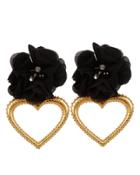 Mallarino Margot Heart Flower Earrings Black/gold 1size