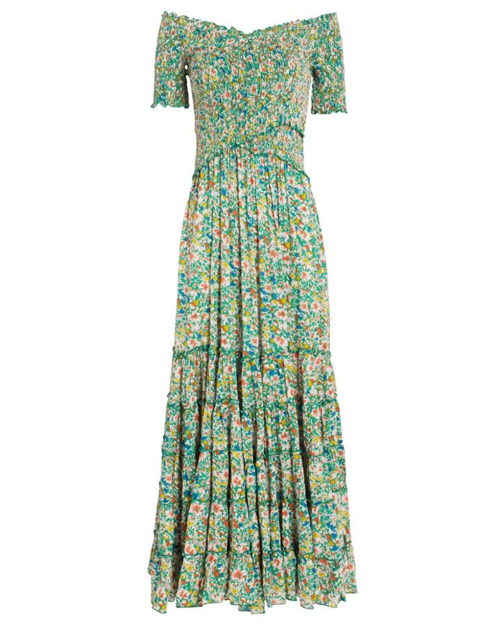 Poupette St Barths Poupette St Barth Soledad Off-the-shoulder Smocked Dress Green/floral P
