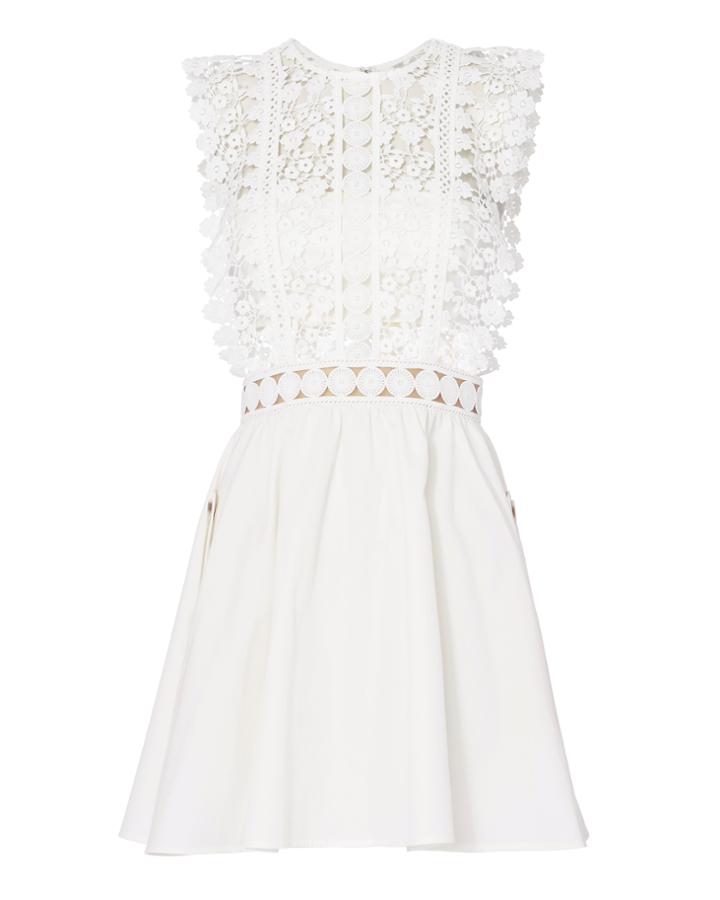 Self-portrait Floral Lace Poplin Mini Dress