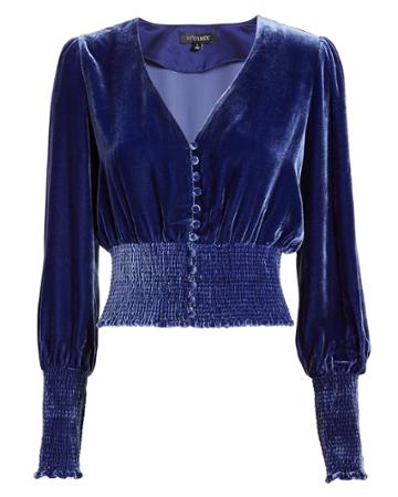 Exclusive For Intermix Intermix Elin Velvet Top Blue P