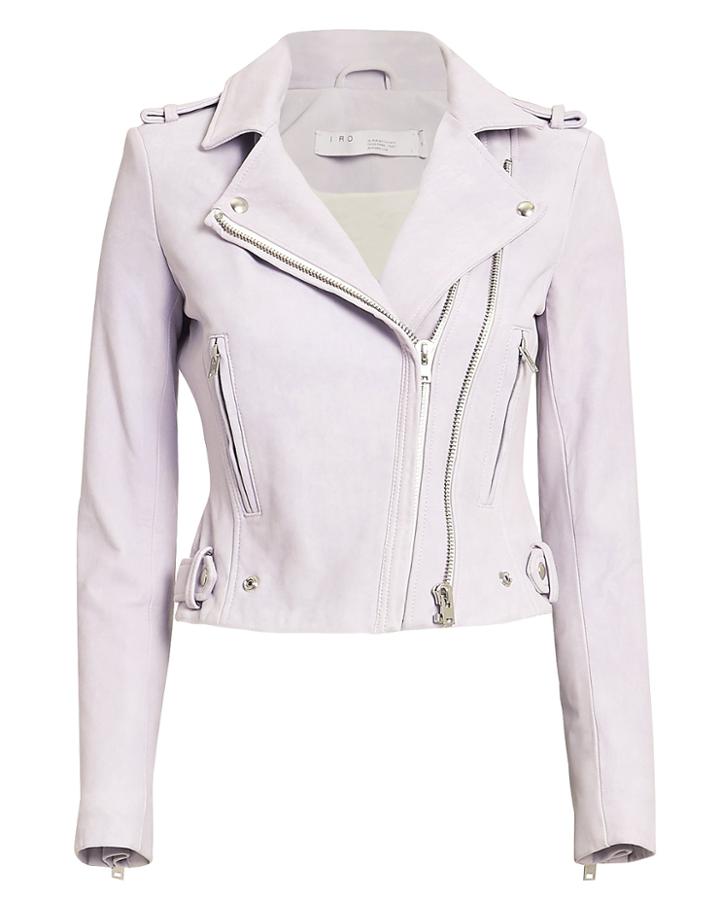 Iro Dylan Lilac Cropped Moto Jacket Lilac 44