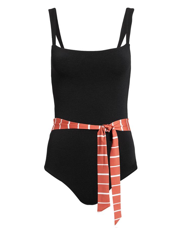 Same Swim Llc Same Swim Betty One Piece Swimsuit Black/stripe L