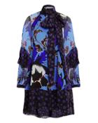 Diane Von Furstenberg Effie Tie Neck Dress Blue/purple P