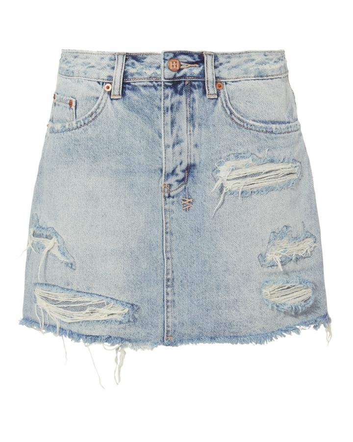 Ksubi Distressed Denim Mini Skirt Denim-drk 24