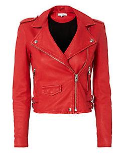 Iro Ashville Red Cropped Leather Jacket