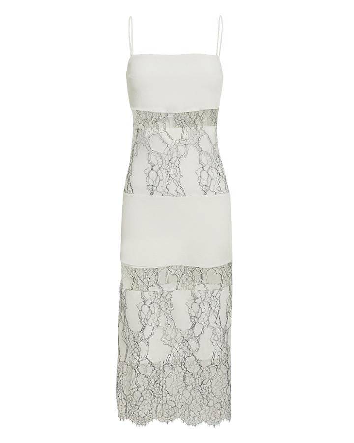 Dion Lee Lace Panel Midi Dress Ivory/black 8