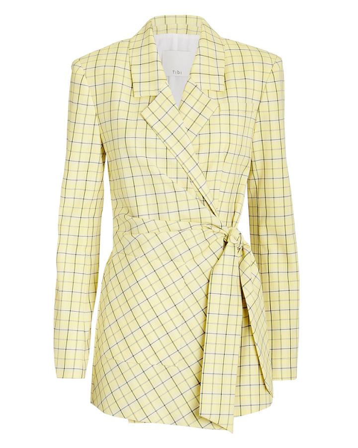 Tibi Marvel Plaid Wrap Jacket Yellow Plaid 2