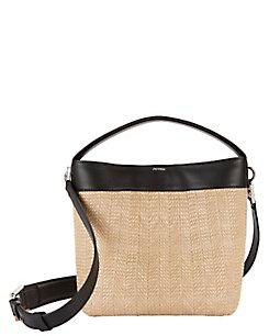 Perrin Le Mini Baggala Leather And Raffia Bag