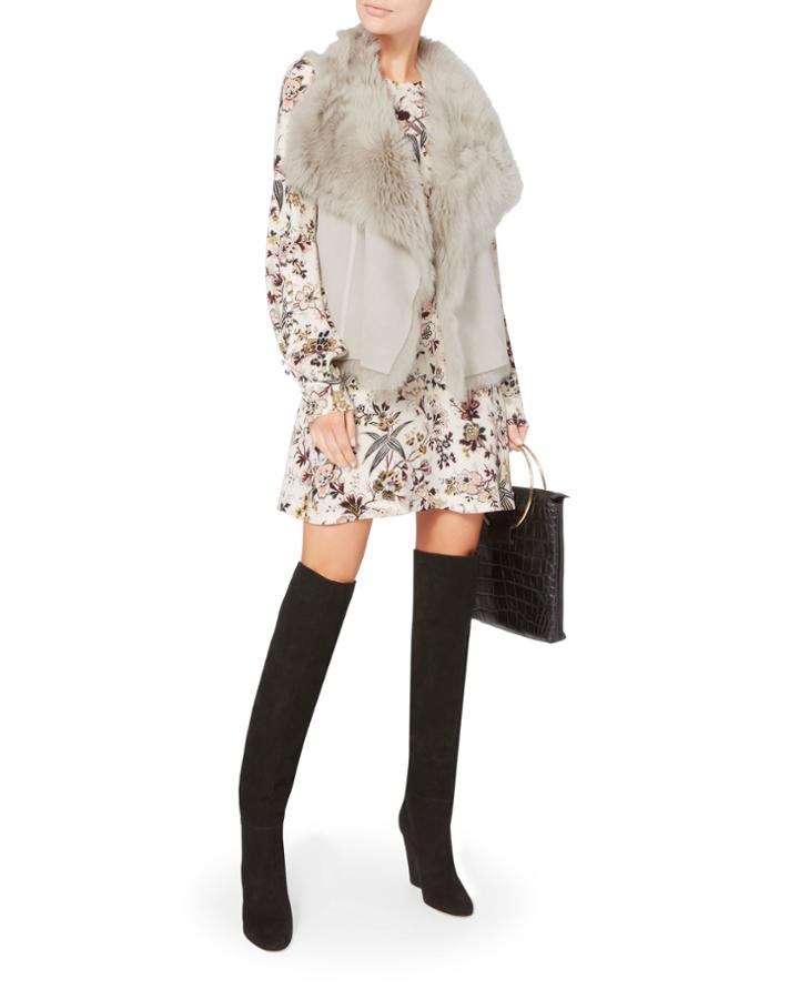 Intermix Yves Salomon Toscana Shearling Vest Taupe 36