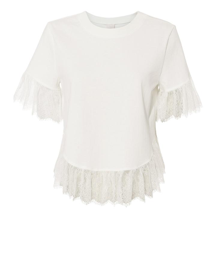 Cinq A Sept Cinq  Sept Voleta Lace Trim Top White P