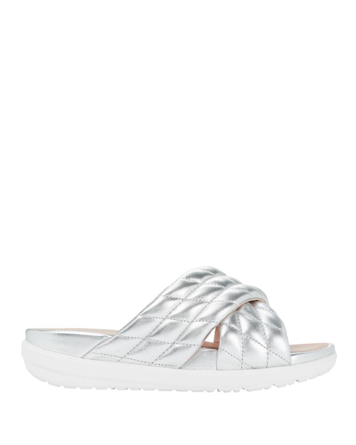 Fit Flop Fitflop Loosh Luxe Diamond-quilted Sandals Silver 10