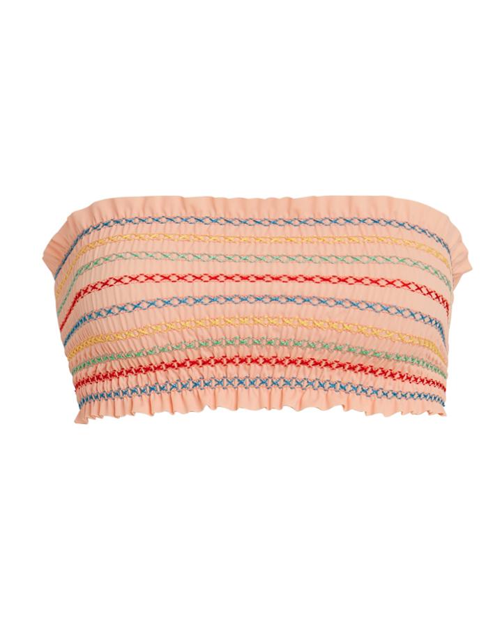 Ellejay Chelsea Smocked Bikini Top Blush/multi L