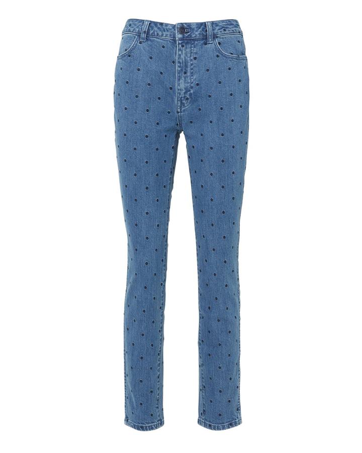 Ulla Johnson Prince Indigo Polka Dot Jeans Blue-drk Zero