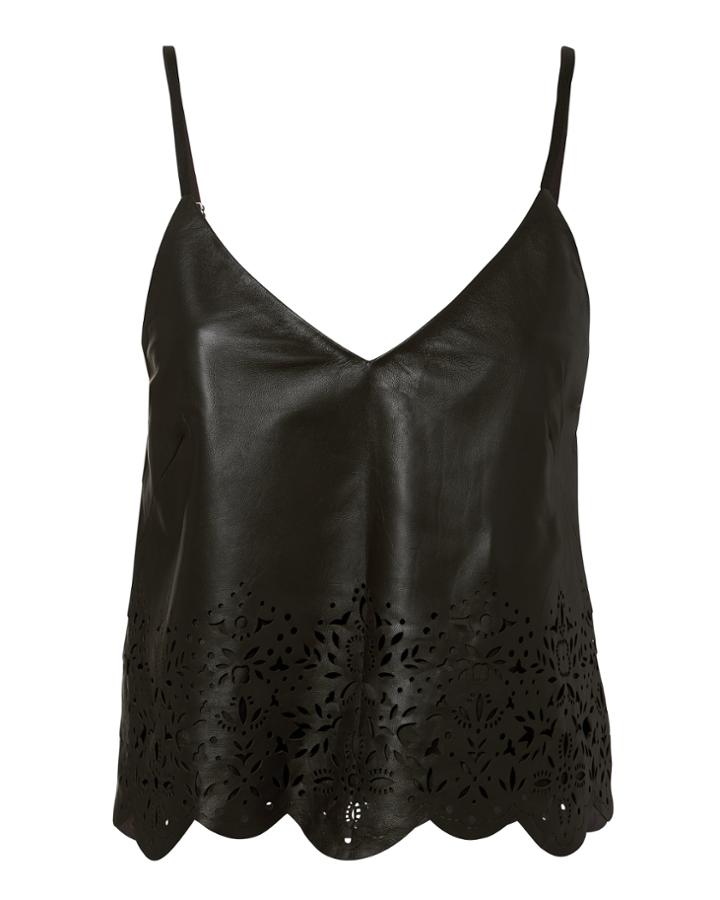 Marissa Webb Bristol Eyelet Leather Tank Black S