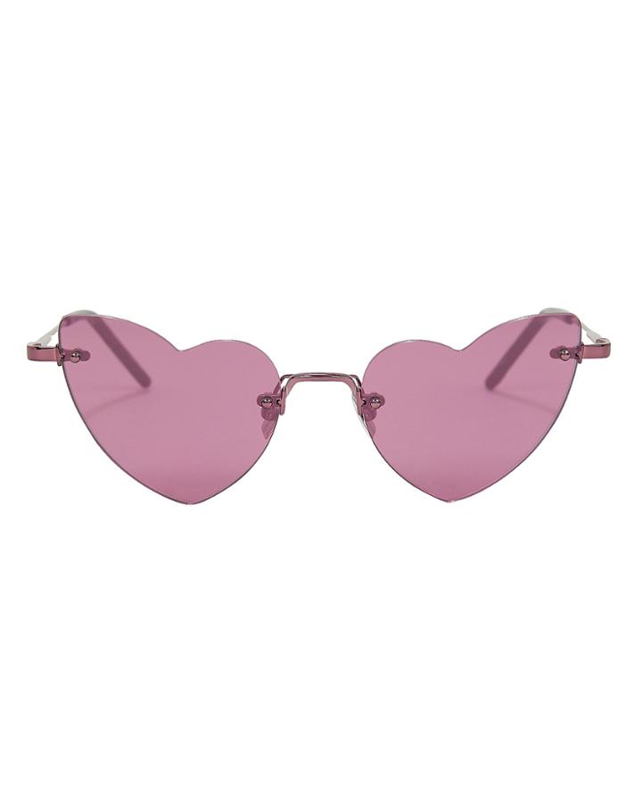 Saint Laurent Loulou Rimless Heart Sunglasses Pink 1size