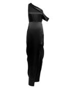 Michelle Mason Draped One Shoulder Black Gown Black Zero