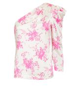 Les Reveries One Shoulder Floral Silk Top Pink Floral 6