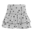 Love Shack Fancy Loveshackfancy Amy Gingham Embroidered Mini Skirt Black/white M
