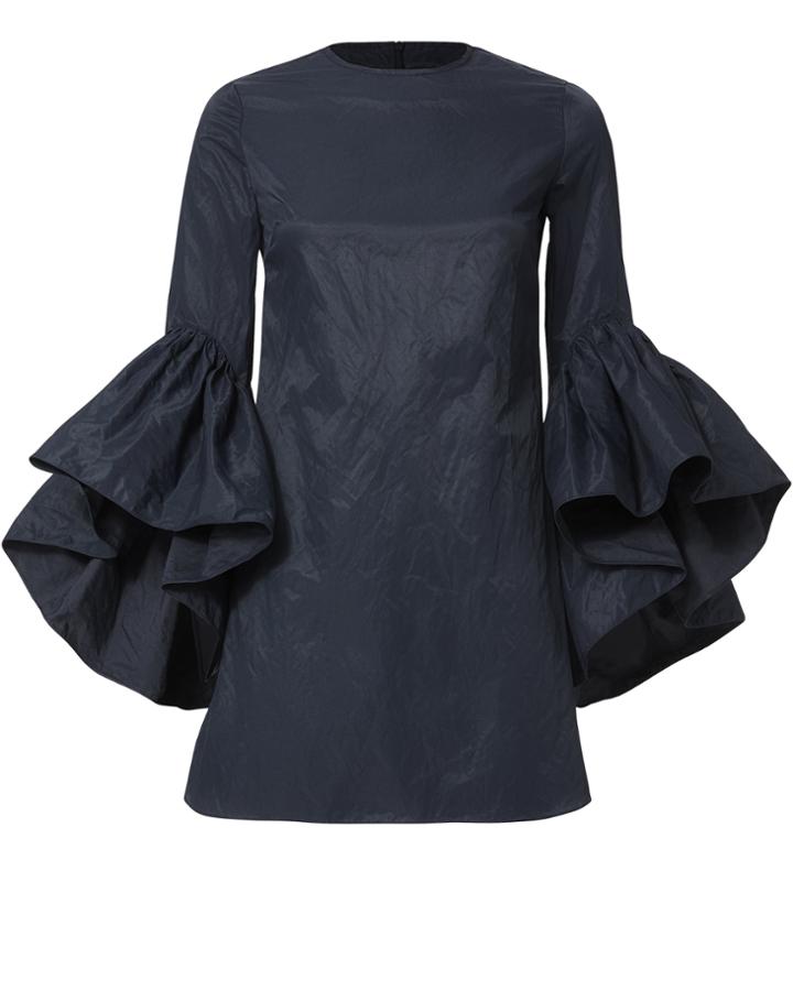 Marques Almeida Marques' Almeida Oyster Ruffle Sleeve Dress Navy S