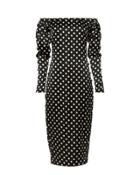 Caroline Constas Dania Off Shoulder Polka Dot Dress Black P