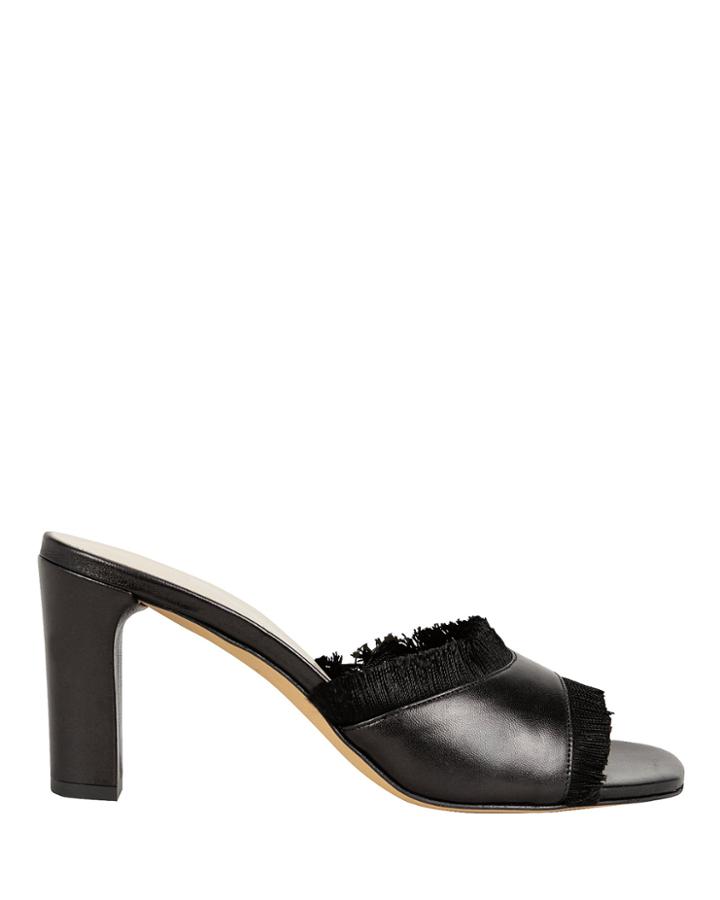 Maryam Nassir Zadeh Inga Fringe Detail Leather Slides Black 38.5